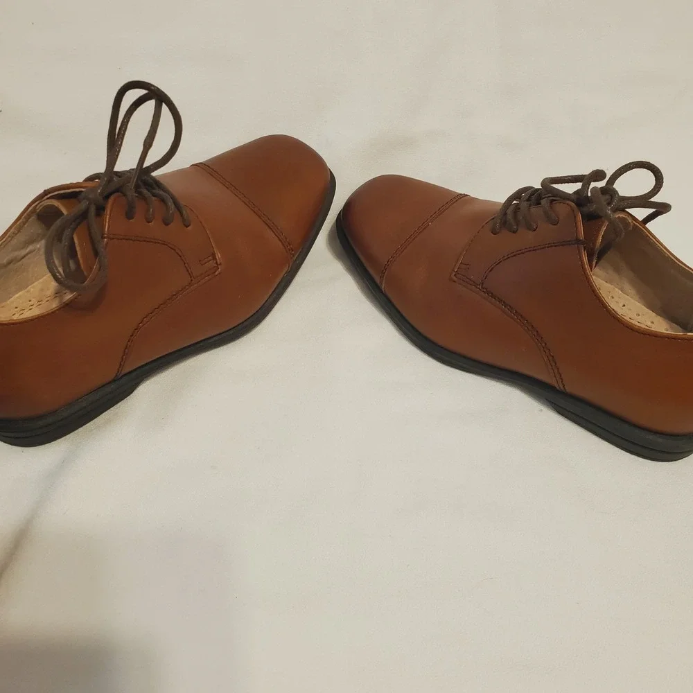 Florsheim Kids Cap Toe Oxfords Boys Cognac Leather Size 12m